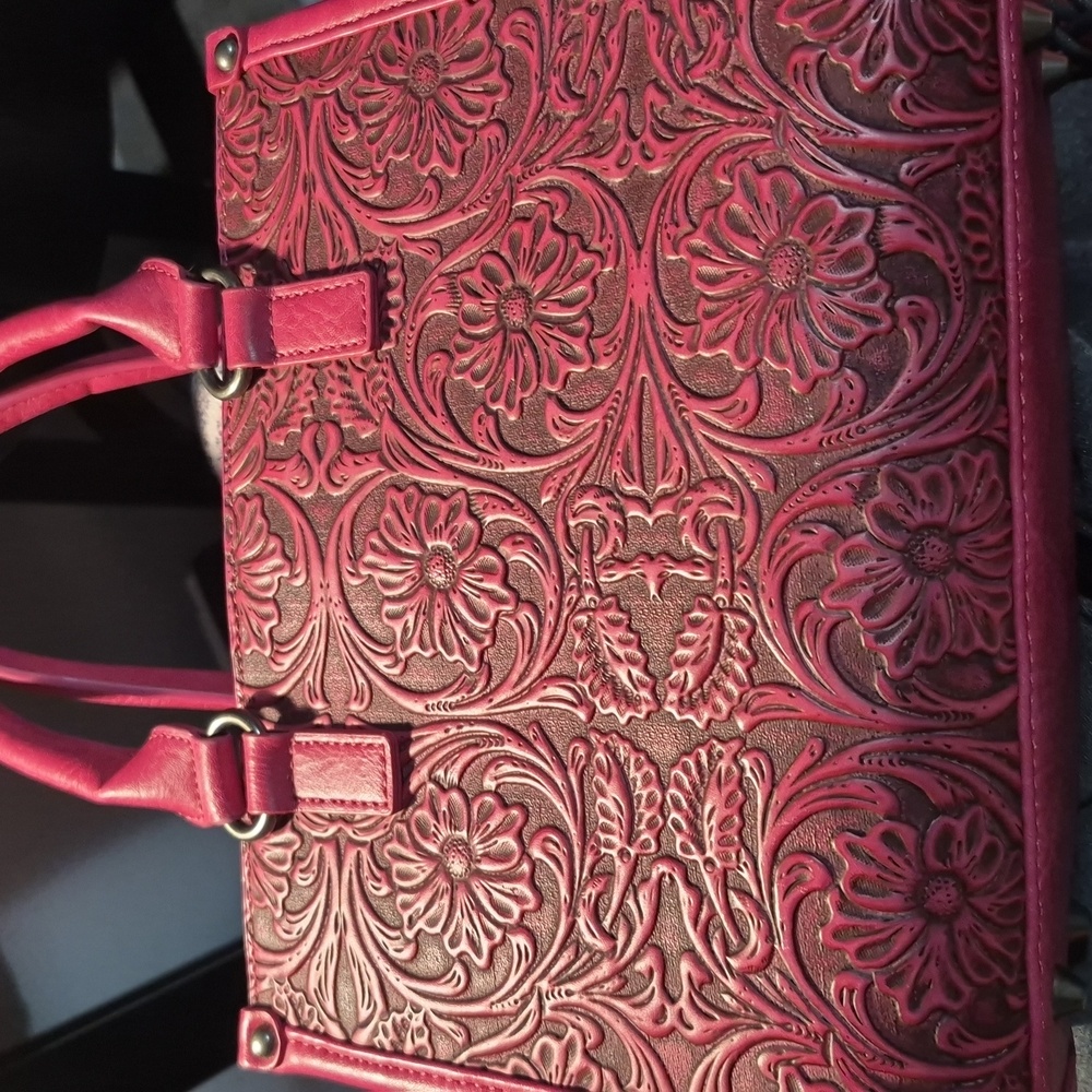 Trinity Ranch Pink Flower Pattern Leather Purse W… - image 2